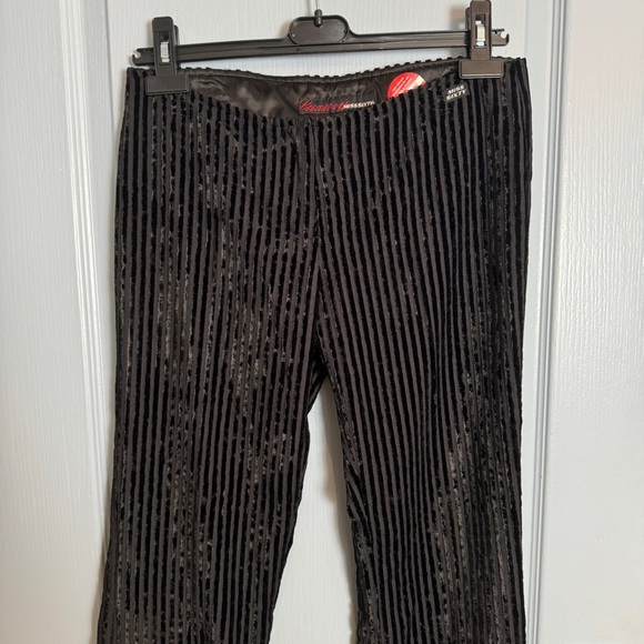 NWOT VTG Miss Sixty Pants 28 Black Burnout Velvet Stripe Flare Leg Low Rise Y2K - Picture 3 of 16